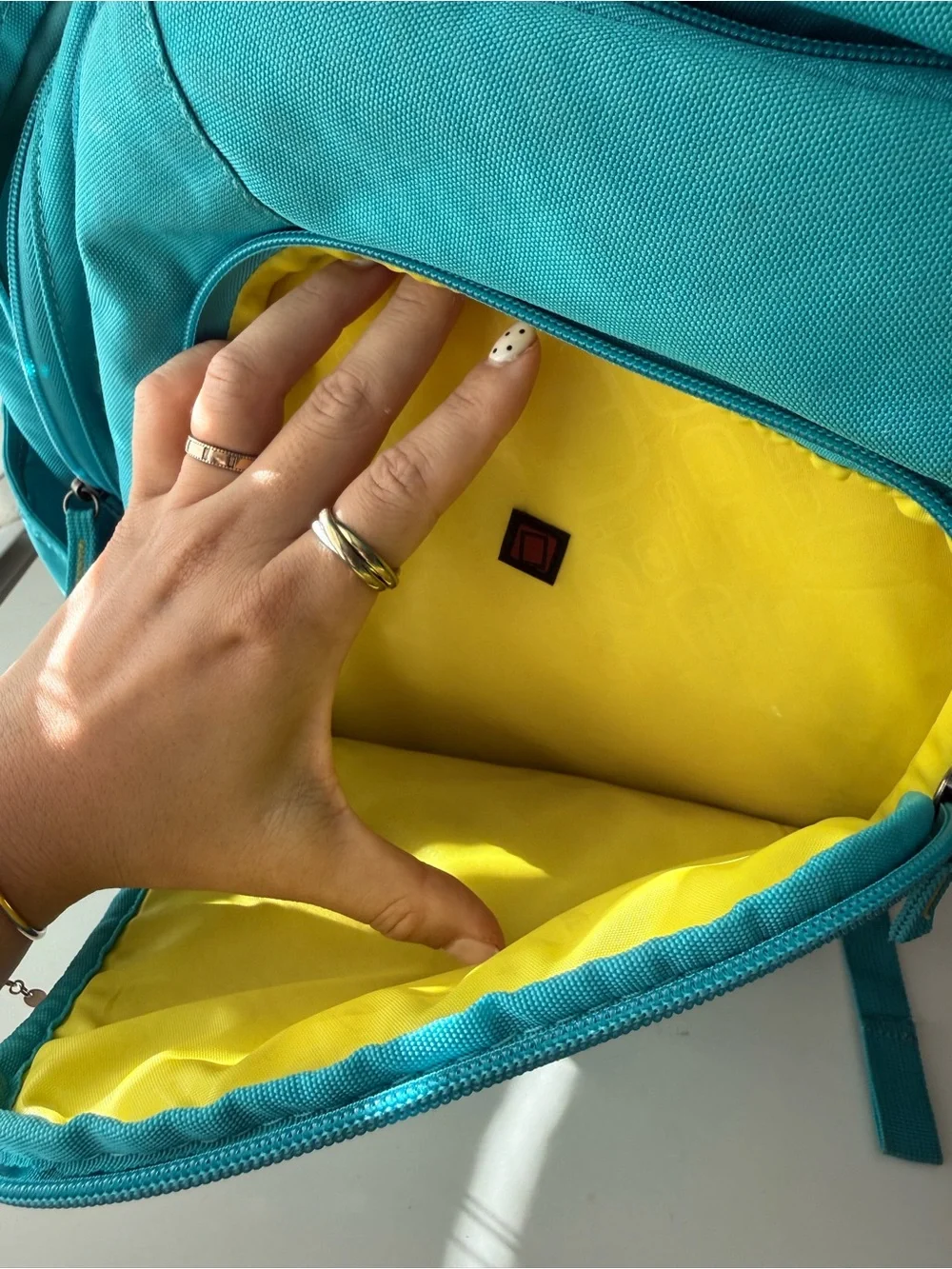 OGIO Aqua Blue Backpack with Yellow Logo